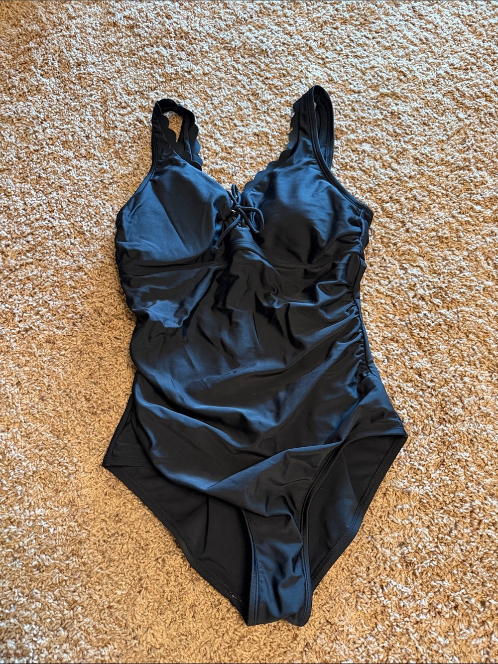 Kona Sol Black Ruched One-Piece Swimsuit
